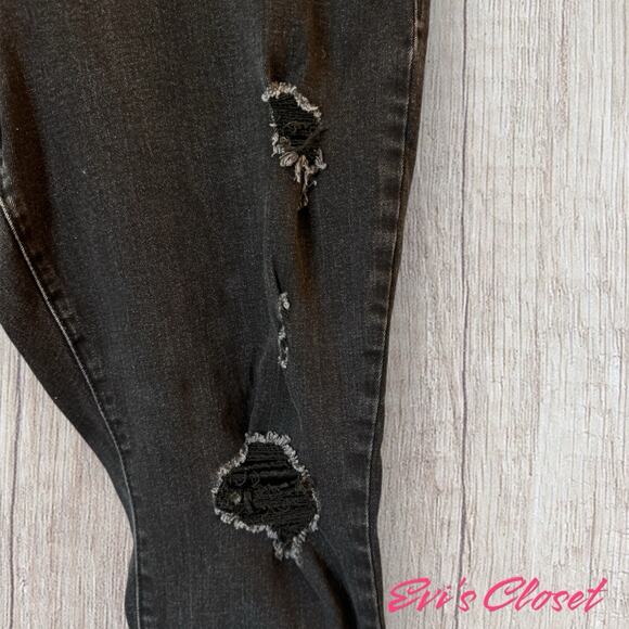 Old Navy Pop Icon Skinny Jeans Women's Black Denim Distressed Mid-Rise. Sz 16 - Picture 5 of 13